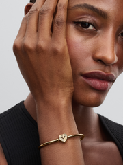 FINAL SALE - Radiating Heart Clasp Bangle - 14k gold plating