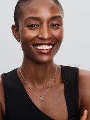 Pink Elevated Heart Necklace - Sterling silver