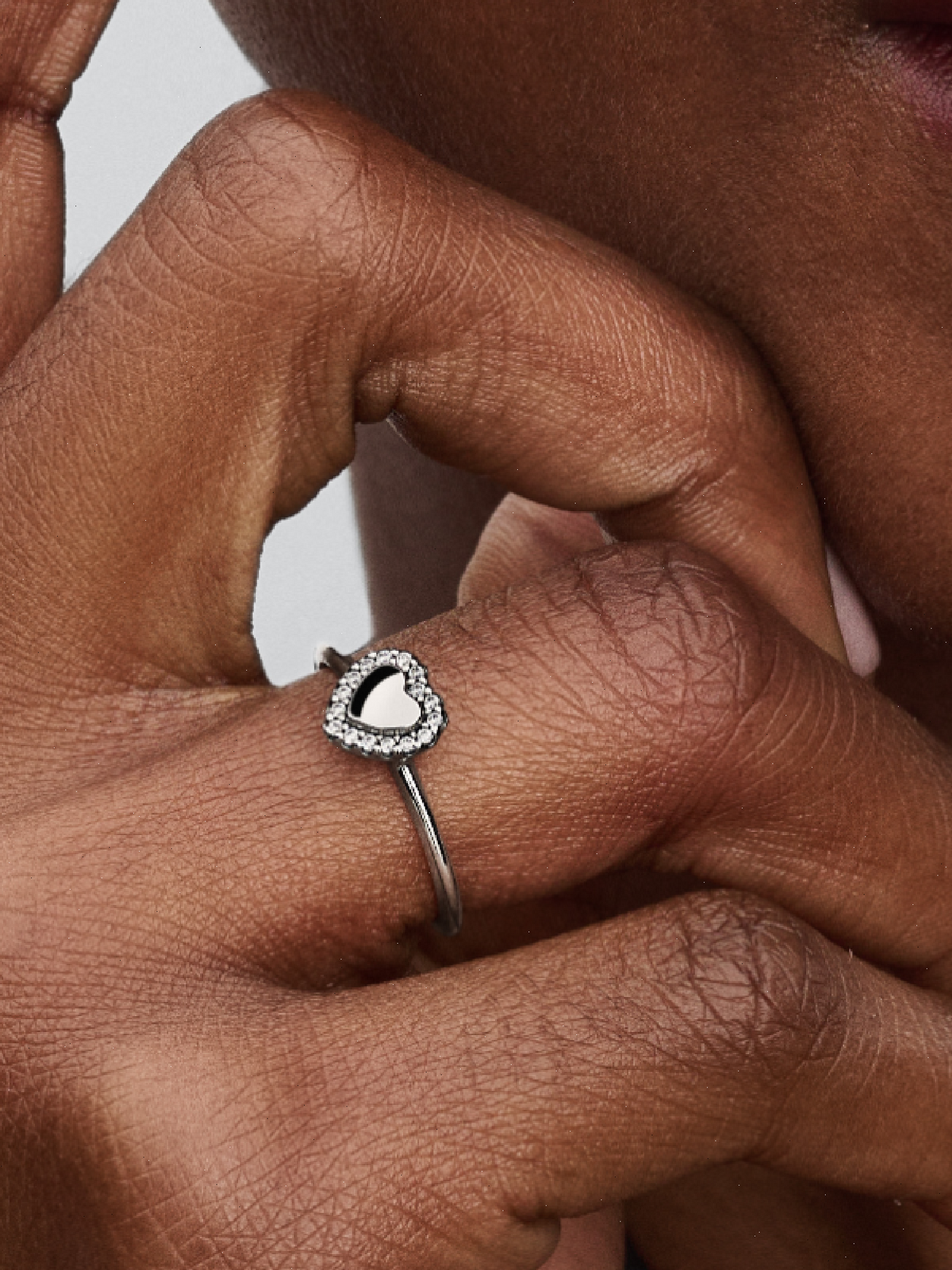 Engravable Heart Halo Ring - Sterling silver