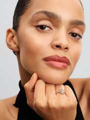 Oval Sparkling Halo Ring - 14k gold plating