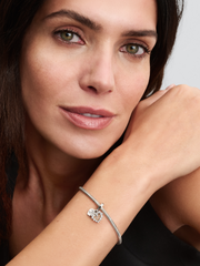 Sparkling Heart Double Dangle Charm - Sterling silver