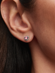 Elevated Pink Heart Stud Earrings - Sterling silver