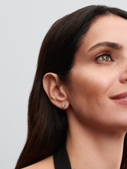 Elevated Pink Heart Stud Earrings - Sterling silver