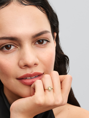 Engravable Oval Halo Ring - 14k gold plating