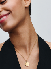 Engravable Round Tag Dangle Charm - 14k gold plating