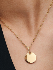 Engravable Round Tag Dangle Charm - 14k gold plating