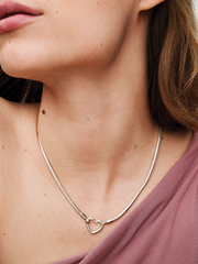 Heart Closure Snake Chain Necklace - Sterling silver