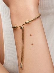 Studded Chain Slider Bracelet - 14k gold plating