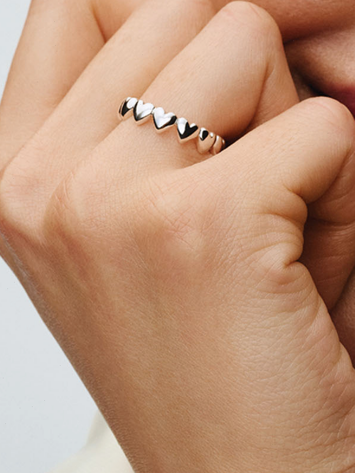 Row of Hearts Ring - Sterling silver