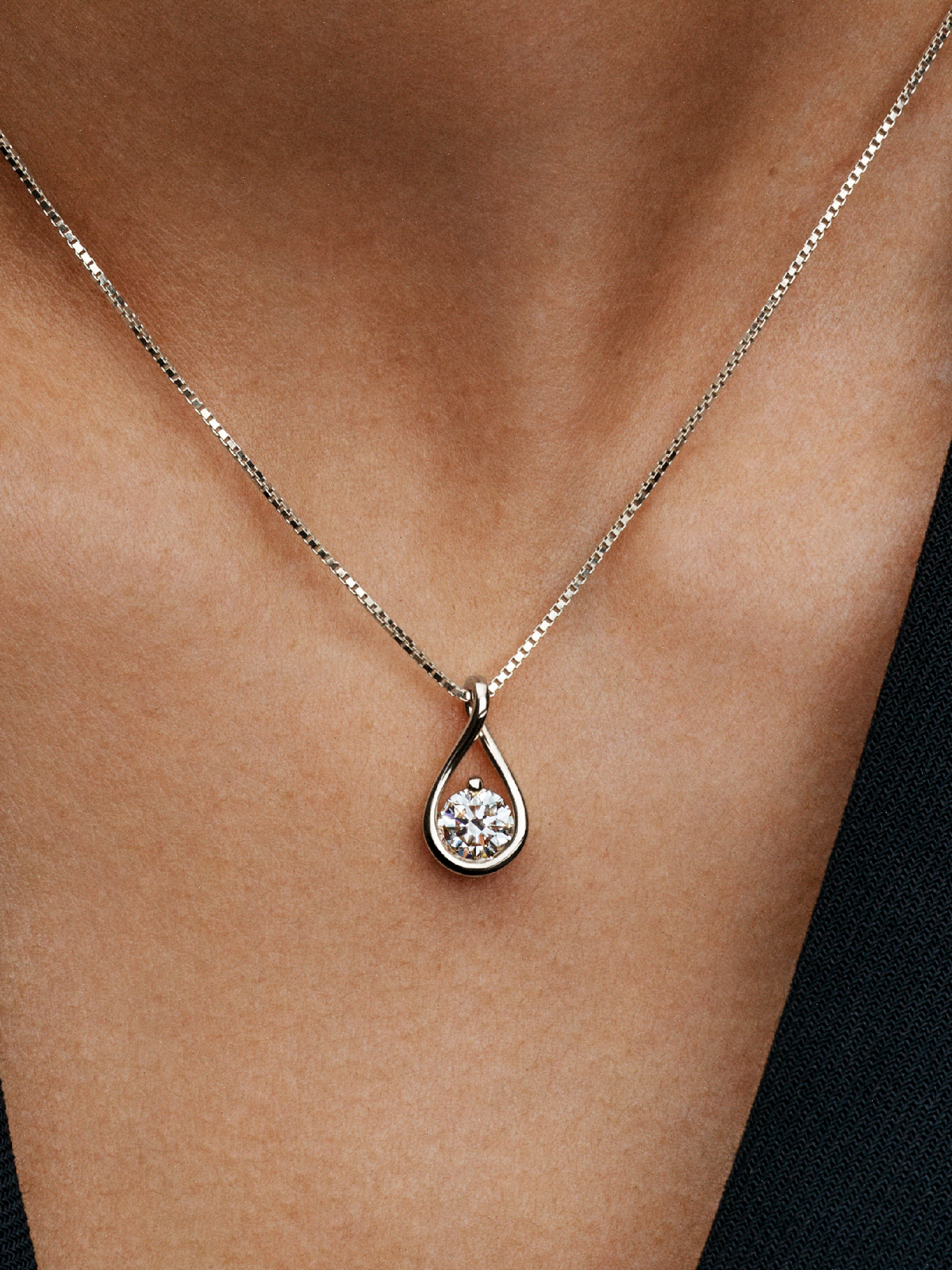 Pandora Infinite 14k White Gold Lab-grown Diamond Pendant Necklace - 1.00 ct TW, 14k white gold