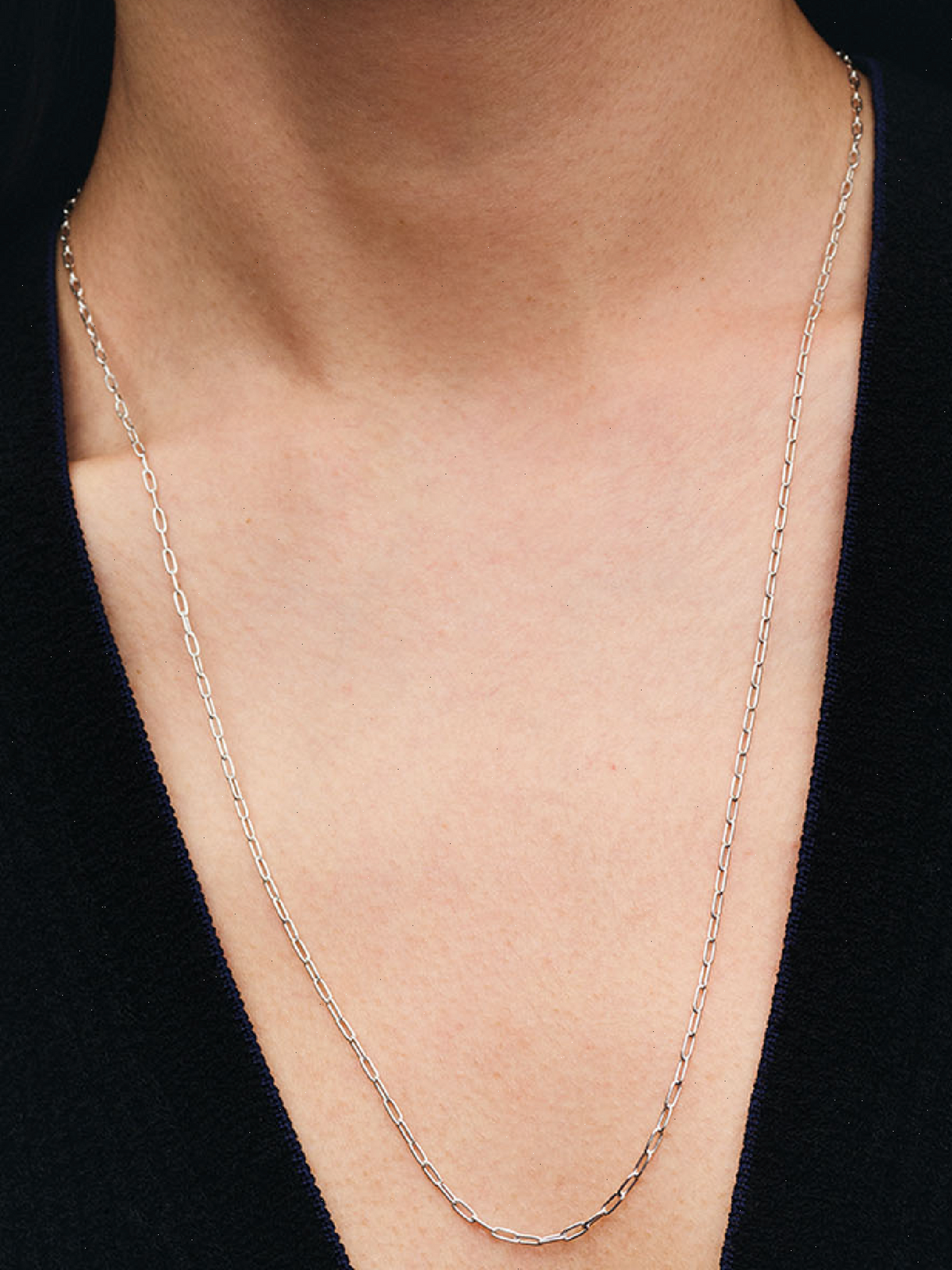 Elongated Link Chain Necklace - Sterling silver