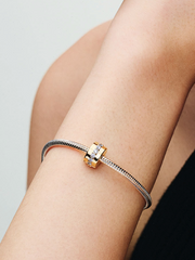 Clear Sparkling Row Clip Charm - 14k gold plating