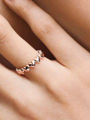 Row of Hearts Ring - 14k rose gold plating