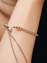 Studded Chain Slider Bracelet - 14k rose gold plating