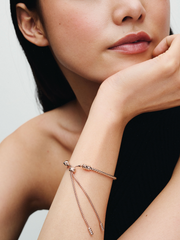 Studded Chain Slider Bracelet - 14k rose gold plating