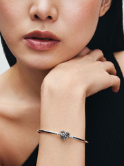 FINAL SALE - Celestial Heart Clasp Bangle - Sterling silver