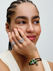 Pandora Moments Brown Braided Double Leather Bracelet - Sterling silver