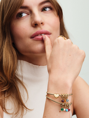 Faceted Honey Eternity Circle Dangle Charm - 14k gold plating