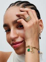 Green Engravable Mini Medallion Charm - 14k gold plating