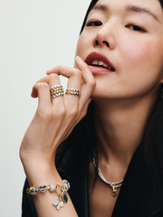 Row of Hearts Ring - 14k gold plating