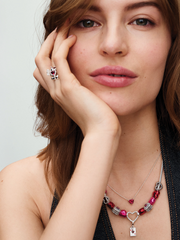 Sparkling Heart Halo Pendant Collier Necklace - Sterling silver