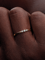 Pandora Era 14k Gold Lab-grown Diamond Triple Stone Ring - 0.09 ct TW, 14k gold