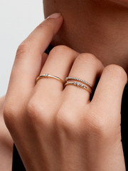 Pandora Era 14k Gold Lab-grown Diamond Triple Stone Ring - 0.09 ct TW, 14k gold