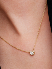 Round Pavé Halo Pendant Necklace - 14k gold plating