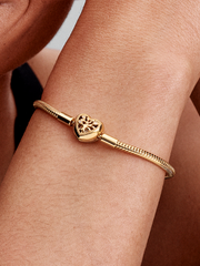 Family Tree Heart Clasp Snake Chain Bracelet - 14k gold plating