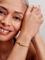 Family Tree Heart Clasp Snake Chain Bracelet - 14k gold plating