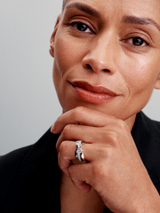 FINAL SALE - Sparkling Bow Crossover Ring - Sterling silver