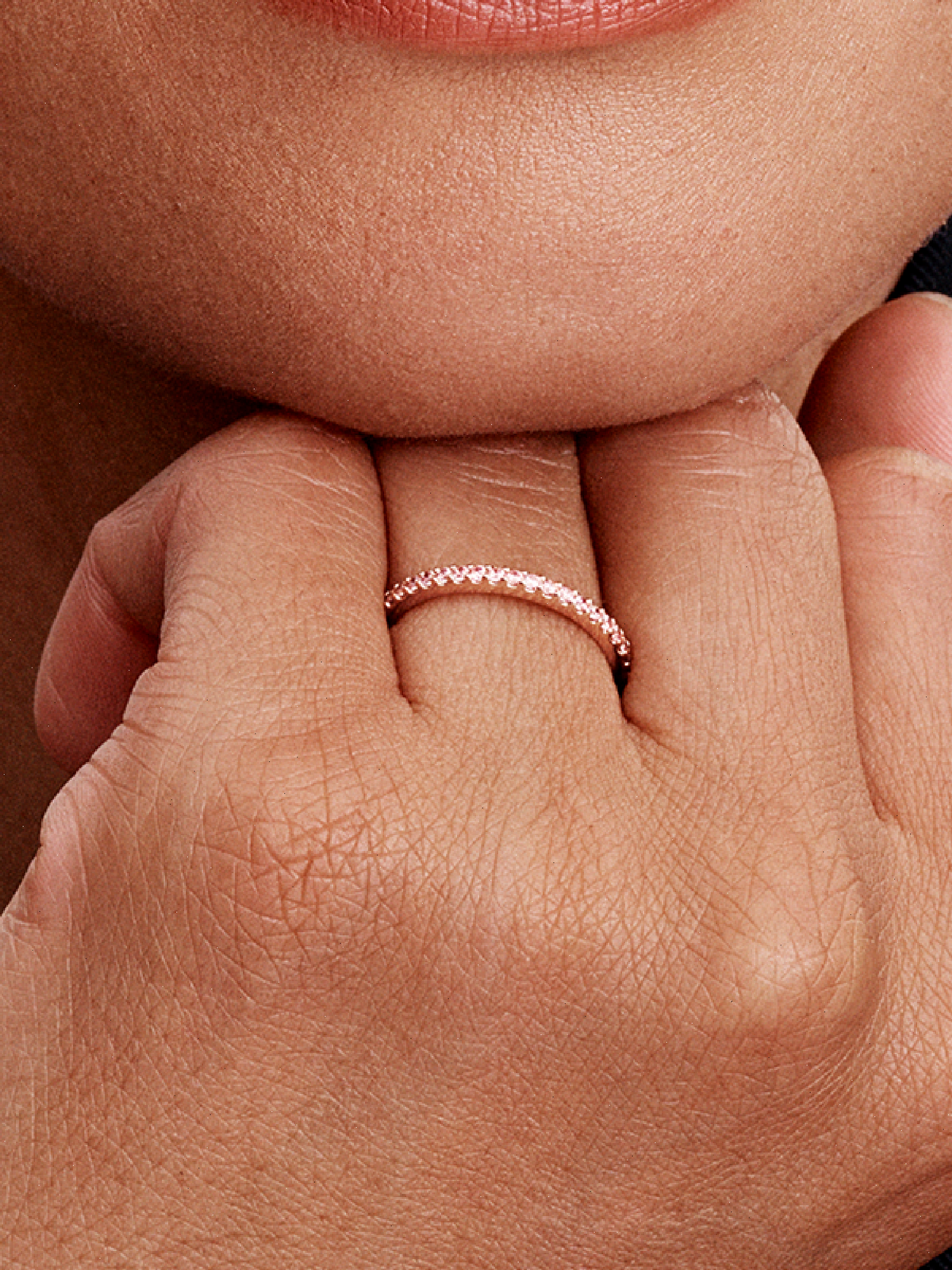 Sparkling Pink Band Ring - 14k rose gold plating