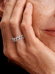 Pavé Cuban Chain Ring - Sterling silver