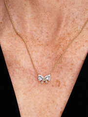 Sparkling Bow Necklace - 14k gold plating