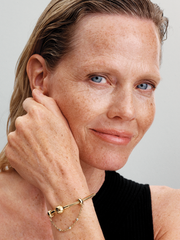 Triple Clear Stone Safety Chain - 14k gold plating