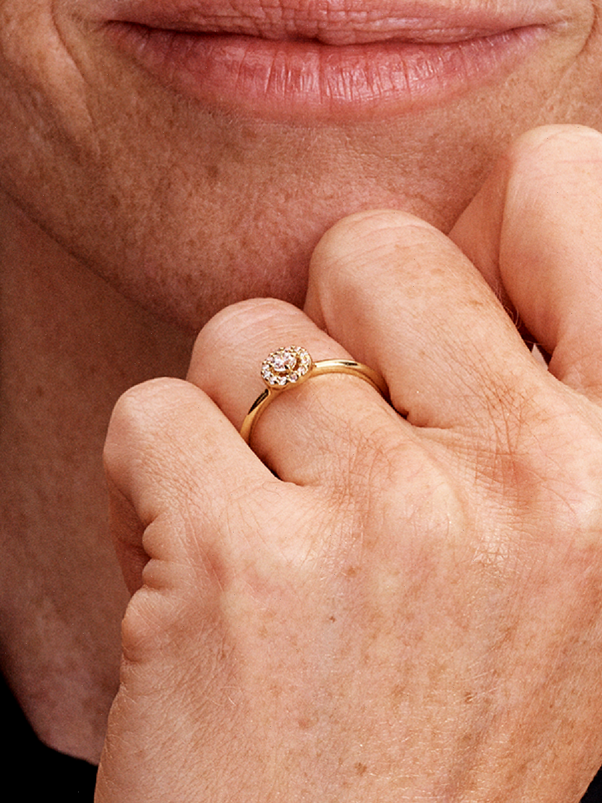 Round Pave Halo Ring - 14k gold plating