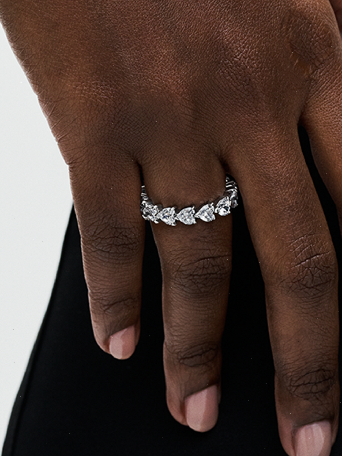 Band of Clear Hearts Ring - Sterling silver