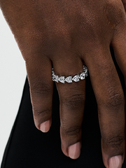 Band of Clear Hearts Ring - Sterling silver