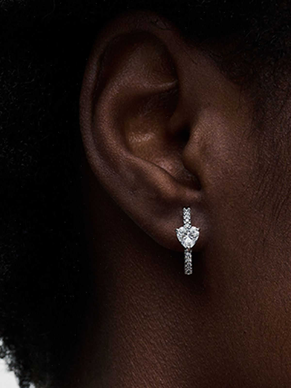 Sparkling Heart Hoop Earrings - Sterling silver