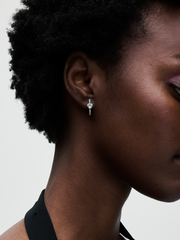 Sparkling Heart Hoop Earrings - Sterling silver