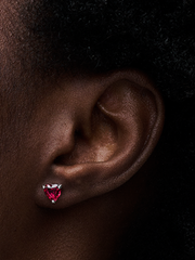 Red Heart Stud Earrings - Sterling silver