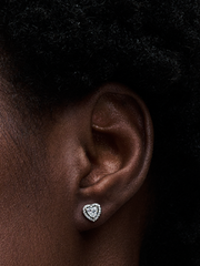 Elevated Heart Stud Earrings - Sterling silver