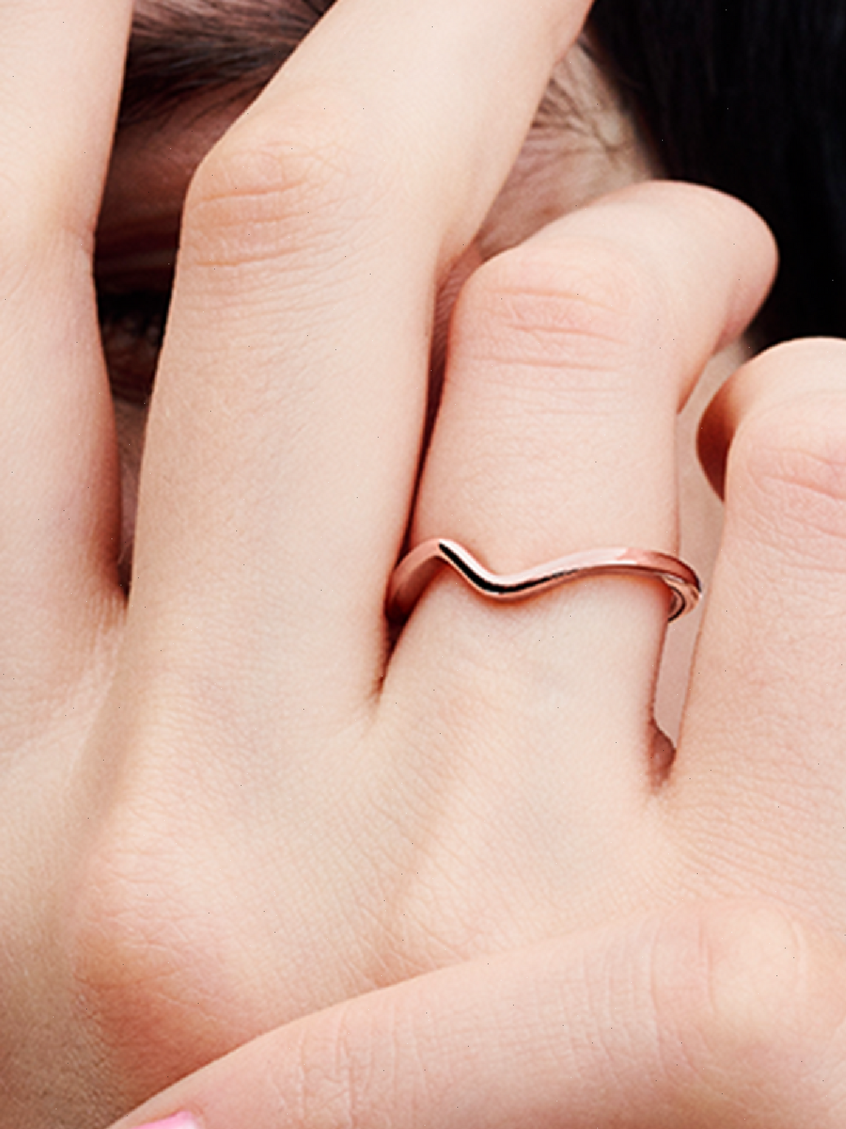 Polished Wave Ring - 14k rose gold plating