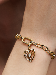 FINAL SALE - Heart & Rays Medallion Charm - 14k gold plating