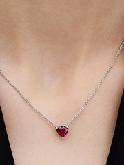 Sparkling Heart Halo Pendant Collier Necklace - Sterling silver