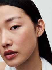 Sparkling Elevated Heart Stud Earrings - 14k gold plating