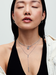 Sparkling Heart Halo Pendant Necklace - Sterling silver