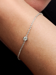 Pandora Era Bezel Sterling Silver Lab-grown Diamond Chain Bracelet - 0.15 ct TW, Sterling silver