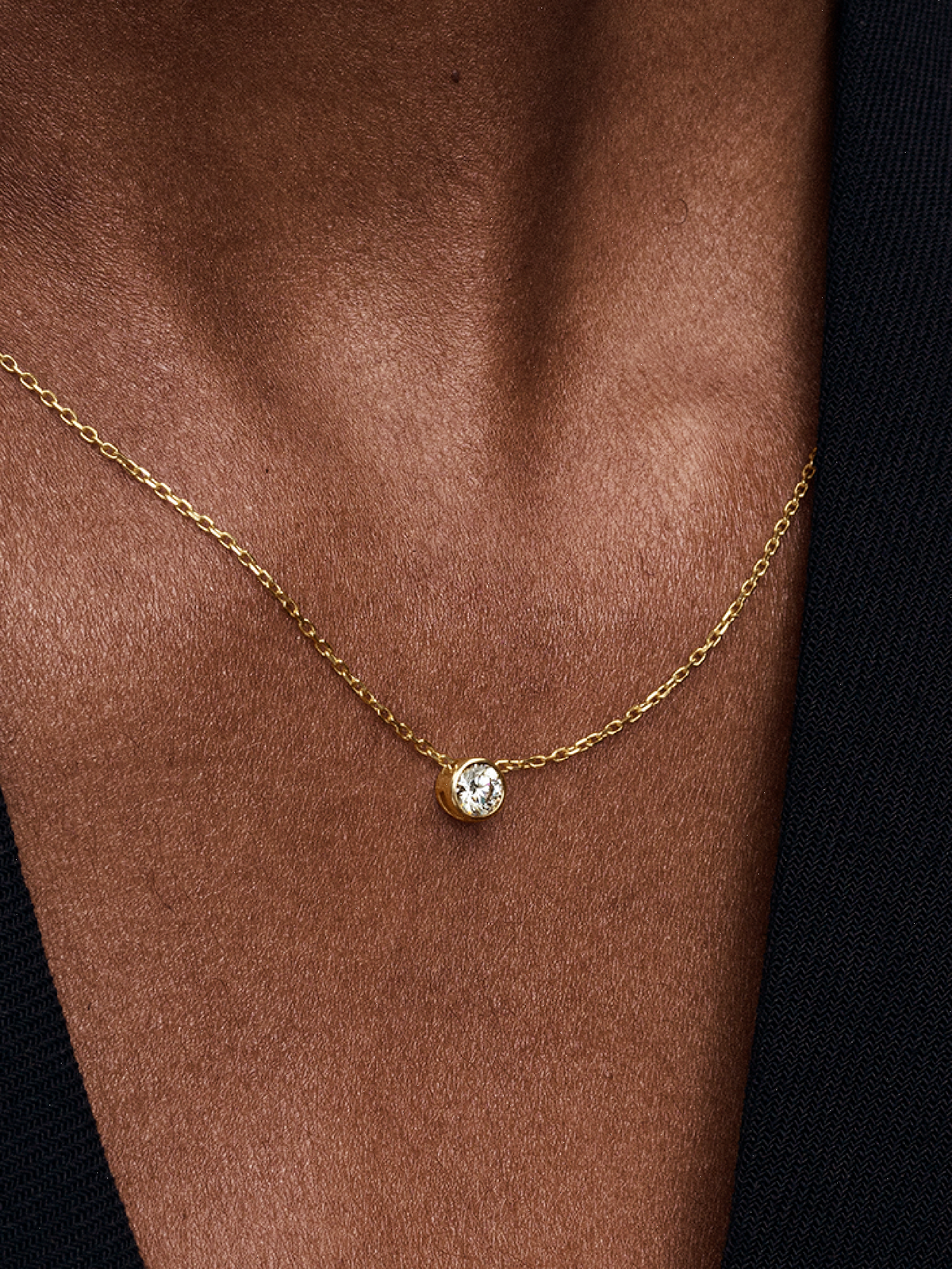 Pandora Era Bezel 14k Gold Lab-grown Diamond Pendant Necklace - 0.25 ct TW, 14k gold