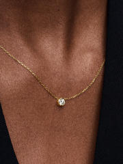 Pandora Era Bezel 14k Gold Lab-grown Diamond Pendant Necklace - 0.25 ct TW, 14k gold